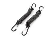 2 Pcs Double Snap Hook Carabiner Clip Coil Stretchy Lanyard Rope Black
