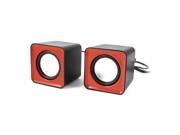2 x Black Red Volume Control 2.0 Channel USB Mini Cube Speaker Stereo Sound Box