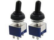 Unique Bargains 2 Pcs 125V 6A ON OFF ON 3 Position DPDT Toggle Switch w Waterproof Cover Cap