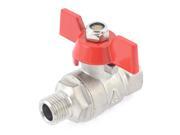 1 4 PT x 1 4 NPT Female to Male in Line Shut Off Ball Valve Red