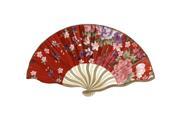 Summer Tool Colorful Rose Flower Print Wooden Bent Rib Folded Dancing Hand Fan