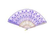 Wavy Brim Chinese Japanese Tradition Foldable Hand Fan Purple