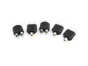 Unique Bargains 5 Pcs Single Female to 2 Male RCA Plug Splitter Adapter Connector Black