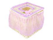 Unique Bargains Unique Bargains Light Purple Lace Trim Flower Square Woven Tissue Paper Roll Case Box Beige