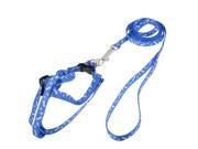 M Size 1.18M Lead Bone Printed Doggie Dog Collar Halter Harness Leash Blue