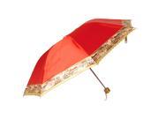 Unique Bargains Unique Bargains Outdoor Handy Foldable Red Nylon Western Town Print Rain Sun Umbrella