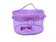 Unique Bargains Purple Dual Zippers Hollow Out Water Resistant Makeup Pouch Cosmetic Bag