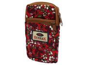 Unique Bargains Red Flowers Pattern Stretchy Strap Design Cell Phone Pouch Wrist Bag