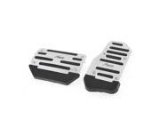 2 x Silver Tone Black Nonslip AT Metal Gas Brake Pedal Pad Covers for Car Auto