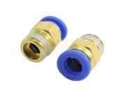 Unique Bargains 2pcs 1 4 PT Male Thread to 8mm Air Straight Push in Quick Fittings
