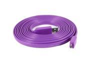 Unique Bargains USB 2.0 Type A Male to Micro USB Male High Speed Flat Cable Cord Purple 3Meter