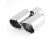 Unique Bargains Car Dual Round Slanted Rolled Exhaust Muffler Tip Silencer 63mm Inlet Dia