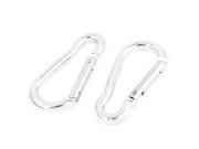 2 Pcs Gate Key Ring Spring Loaded Clasp Carabiner Hook Clip Silver Tone