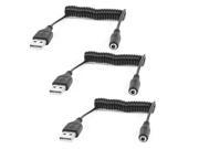3pcs USB Male to 3.5x1.1mm Female DC Adapter Jack Spring Coiled Charger Cable