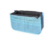 Zipper Women Cosmetic Bag Purse Portable Multi Pocket Organizer Storage Handbag Sky Blue