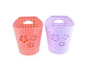 Unique Bargains Hollow Out Heart Storage Basket Container Coral Pink Purple 2 Pcs
