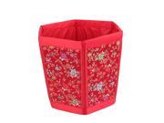 Unique Bargains Home Fabric Flower Pattern Hexagon Chinese Traditional Style Folding Storage Case Box Bag