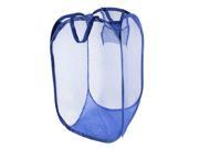 Unique Bargains Foldable Lingerie Delicates Bra Mesh Wash Bag Home Household Net Washing Laundry Basket Blue