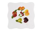 Home Kitchen Wooden Fruit Print Waved Edge Cup Plate Heat Resistant Mat Pad