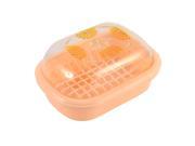 Washroom Plastic Hollow Out Bottom Soap Holder Case Box Clear Orange
