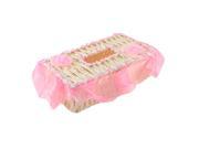 Unique Bargains Household Paper String Weave Rectangle Shaped Tissue Box Container Beige Pink