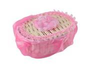 Cloth Decoration Paper String Weave Oval Shaped Tissue Box Container Pink Beige