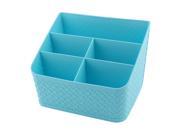 Desk Plastic 5 Compartments Sundries Cosmetic Storage Box Container Blue