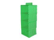 Foldable 4 Compartments Dots Pattern Clothes Organizer Storage Box Green