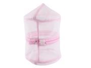 Unique Bargains Zipper Lingerie Delicates Bra Mesh Wash Bag Home Household Net Washing Laundry Basket Pink White