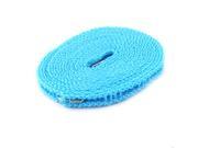 16.4Ft Nylon Household Windproof Nonslip Hanging Clothing Clothesline Rope w Hooks Blue