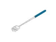 Family Rubber Handle Metal Claw Hand Telescoping Back Scratcher Massager Blue