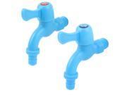 Kitchen 20mm 1 2BSP Male Thread Quarter Turn Water Tap Faucet Blue 2Pcs