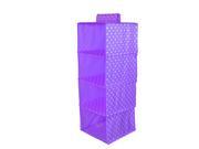 Foldable 4 Compartments Dots Pattern Clothes Underwear Storage Box Purple