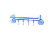 Unique Bargains Plastic Household Bathroom Suction Cup Stainless Steel Towel Bar Rack Blue