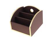 Household Wooden 3 Rectangle Slots Storage Box Coffee Color