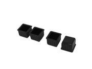 Office Rubber Square Furniture Chair Table Leg Foot Covers Protectors Black 4pcs