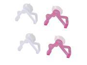 Kitchen Plastic Suction Cup Sponge Cleaning Brush Holder Pink White 4 PCS