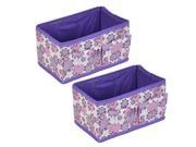 Unique Bargains Household Bra Underwear Socks Floral Pattern Storage Box Case Purple 2pcs