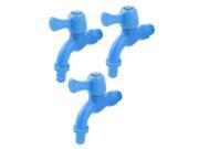 Kitchen Plastic Handle 20mm Male Thread Water Tap Faucet Blue 3pcs