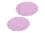 Family PP Round Design Table Heat Resistant Insulation Mat Coaster Purple 2 PCS
