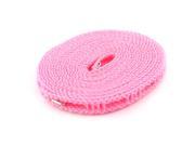 16.4Ft Nylon Household Windproof Nonslip Hanging Clothing Clothesline Rope w Hooks Pink
