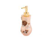 Bathroom Flower Pattern Resin Shampoo Press Pump Bottle Dispenser Apricot 200ml