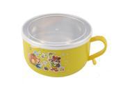 Unique Bargains School Picnic Double Layers Portable Food Lunch Box Container Yellow w Spoon