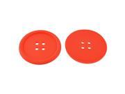 Household Silicone Coat Button Shaped Teapot Bottle Cup Coasters Mat Red 2 Pcs