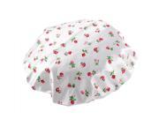Lady Nylon Flower Print Waterproof Bathing Shower Caps Hat White