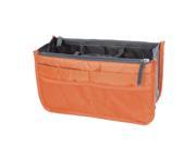 Orange Cosmetic Makeup Storage Handbag Tote Insert Purse Organizer Pouch Bag