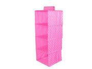 Foldable 4 Compartments Dots Pattern Clothes Organizer Storage Box Pink