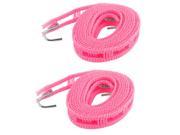 Laundry Plastic Clothesline Clothes Towel Hanger Line Rope w Hooks 2M Pink 2pcs