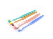 Hoousehold Travel Plastic Handle Tooth Brush Dental Care Tools Multicolor 5pcs