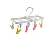 Plastic Foldable 8 Clothespins Underwear Sock Clothes Hanger Clip Rack